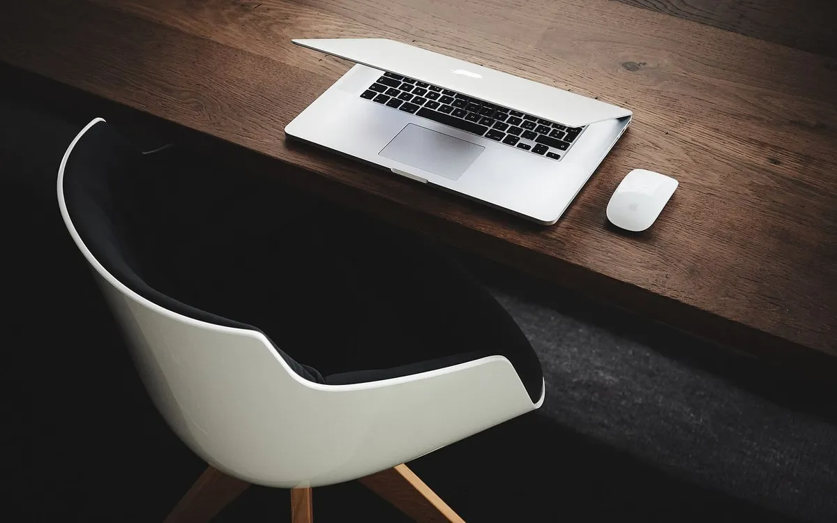 Laptop on a wooden desk
