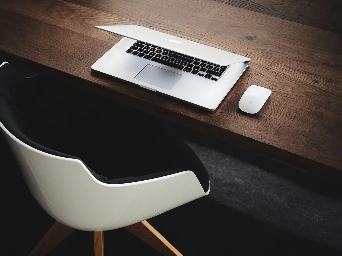 Laptop on a wooden desk