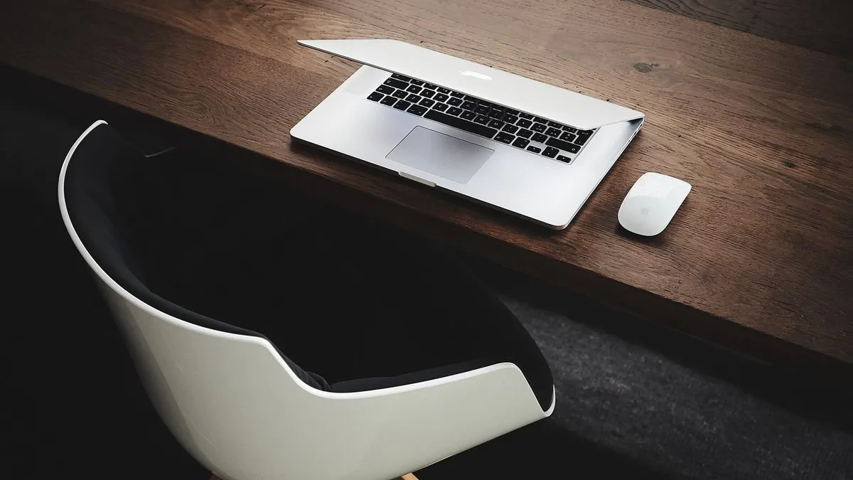 Laptop on a wooden desk