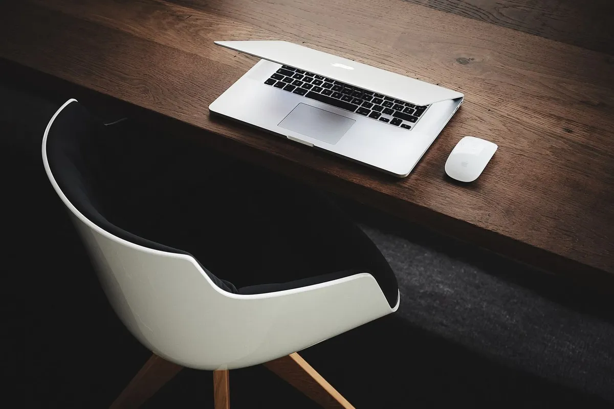 Laptop on a wooden desk