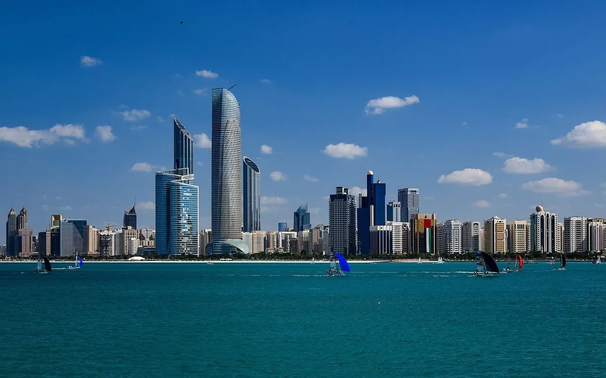 Abu Dhabi skyline across the water