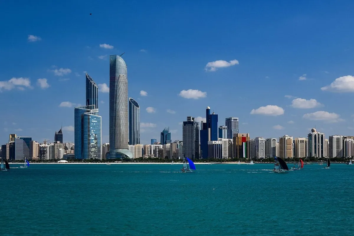 Abu Dhabi skyline across the water