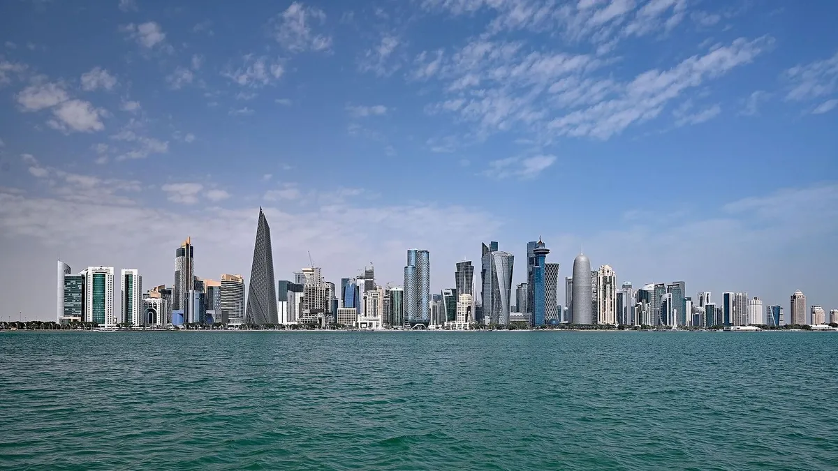 West Bay towers in Doha seen from the sea