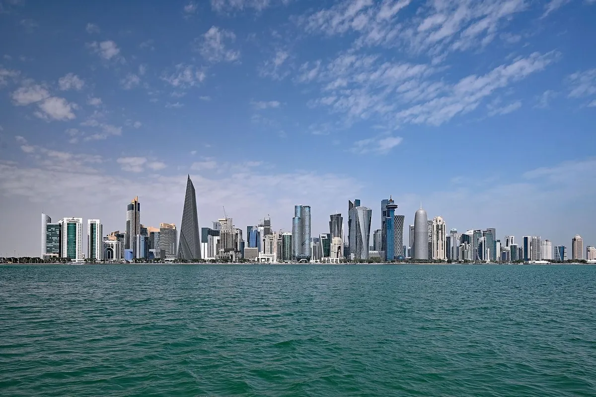 West Bay towers in Doha seen from the sea